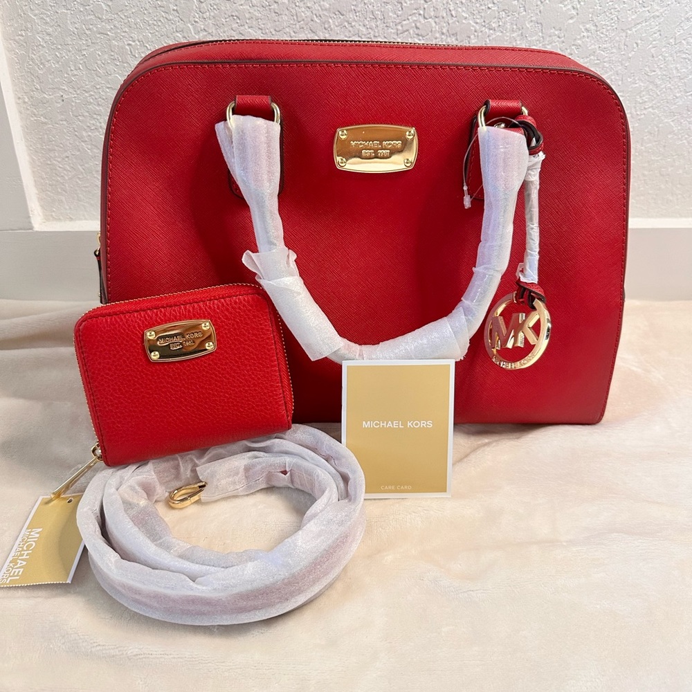 MK Bag & Wallet Set | Red